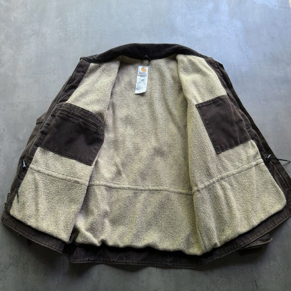 VTG Carhartt Detroit Jacket Women's M Blanket Lined Work Brown WC061 DKB - Picture 4 of 13